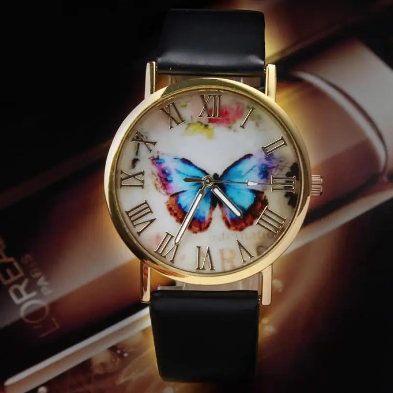 Лидер продаж 2020 женские часы модные наручные с бабочкой кварцевые кожаным