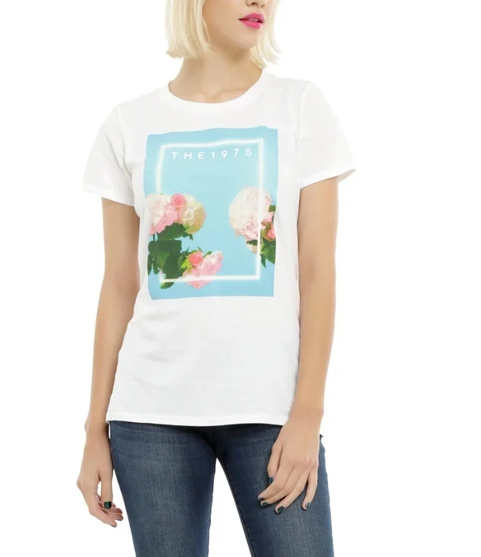 

The 1975 FLOWERS LOGO Girls Women's T-Shirt NEW 100% Authentic & Official