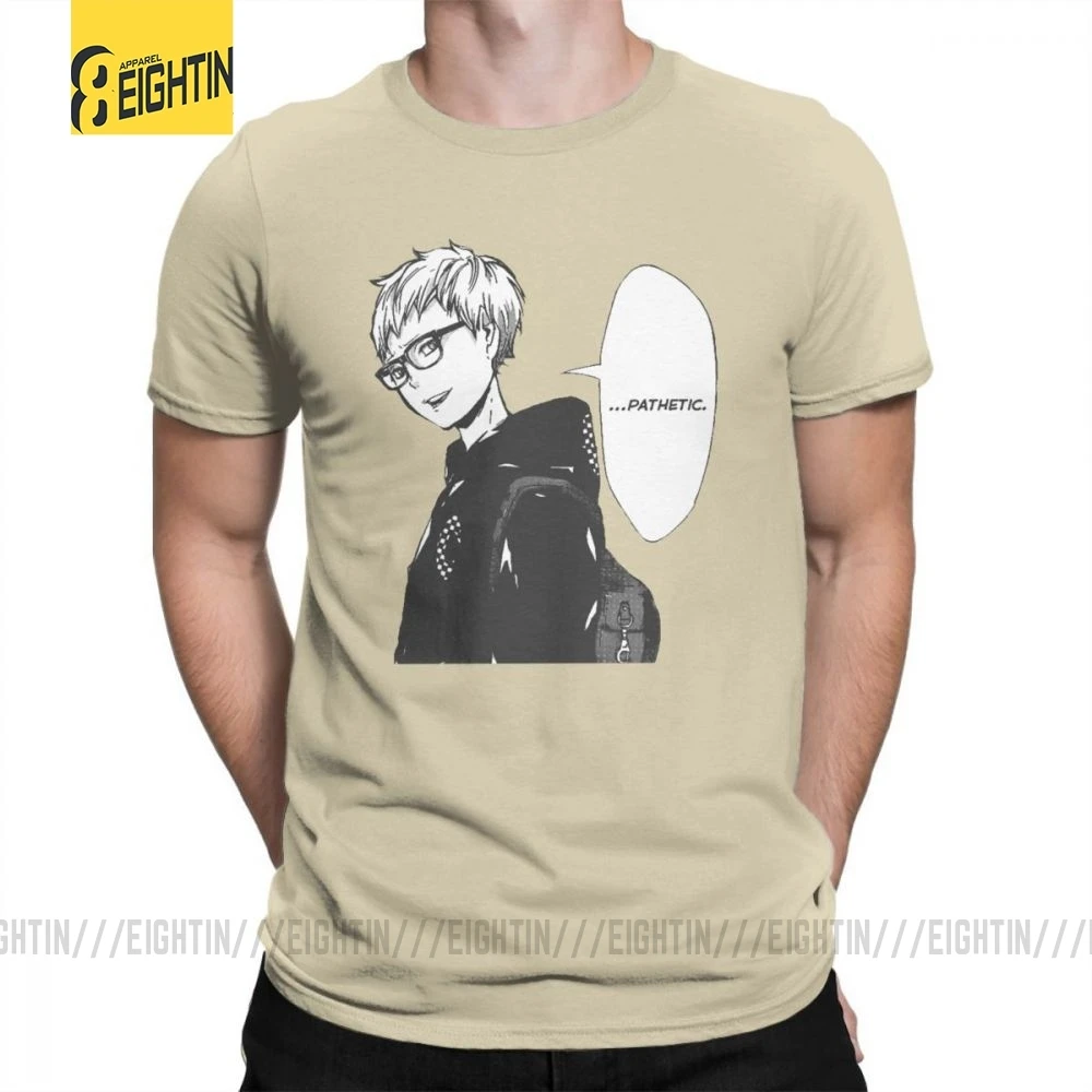 Футболки Haikyuu, футболки Tsukishima Kei, Классические летние футболки с коротким рукавом и круглым вырезом, хлопок, комиксы, футболки для мужчин, большие размеры - Цвет: Хаки