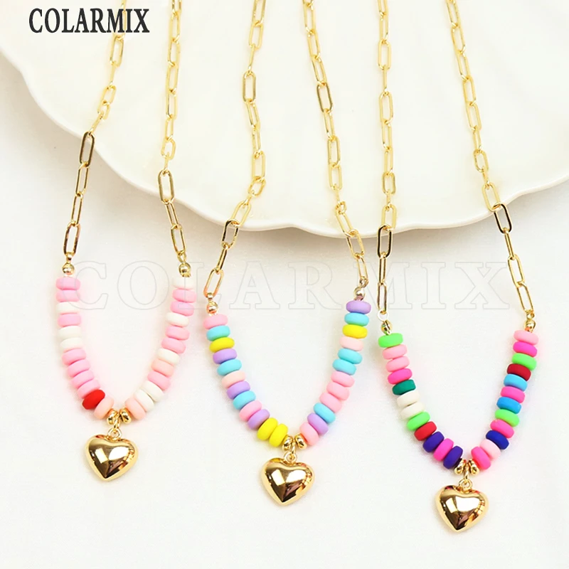 

Ожерелье из мягкой керамики 3 шт., цепочка из звеньев, ожерелье с подвесками в форме сердца, ожерелье 90263