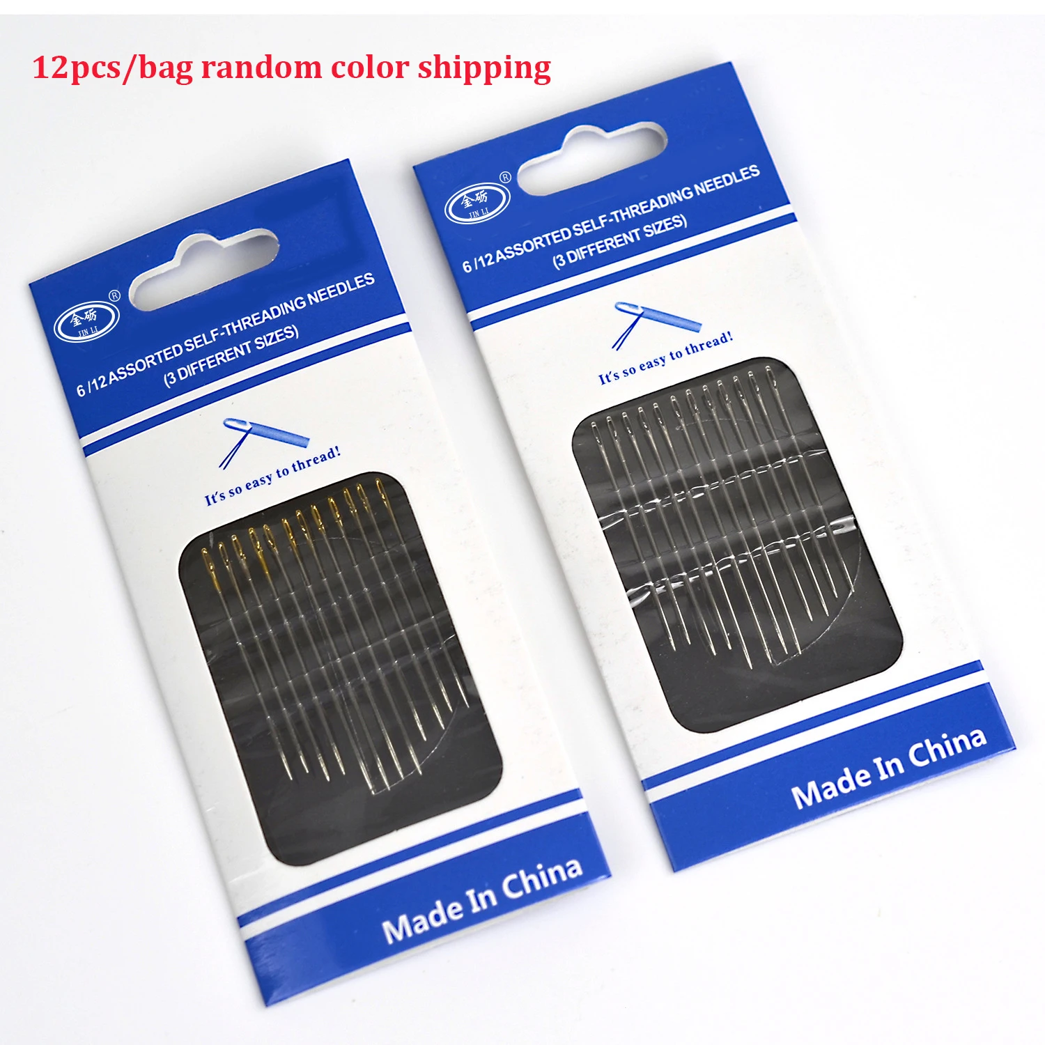 

12pcs Sewing Needles Set Multi-size Side Opening Hole Fast Through Stainless Steel Darning Hand Tools Diy Jewelry Accessories