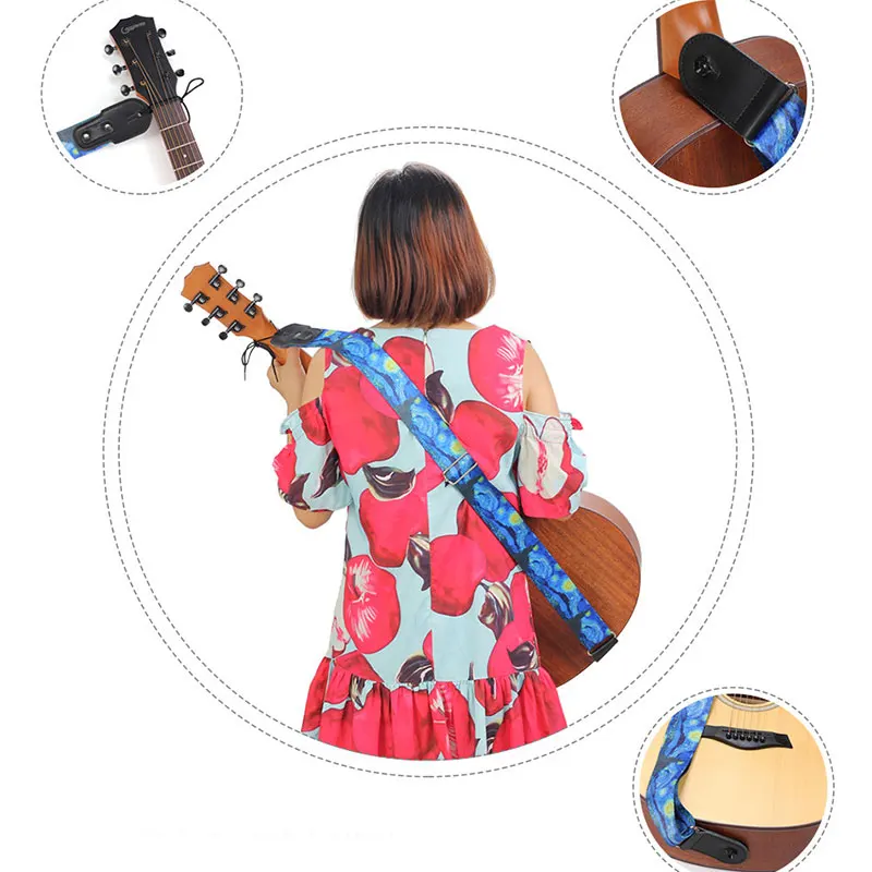 &quotЗвездная ночь&quot с принтом для гитары ремень гитариста Регулируемая