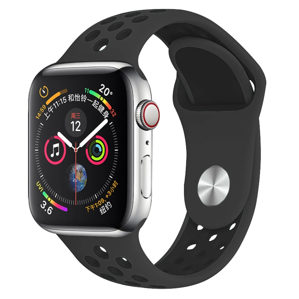 Carbon Black 14 Силиконовый спортивный ремешок для наручных часов Apple watch, ремешок 38 мм 40 мм 42 44 мм наручные браслет, ремешок для наручных часов iWatch серии 4/3/2/1 женские полос - Цвет ремешка: Carbon Black 14