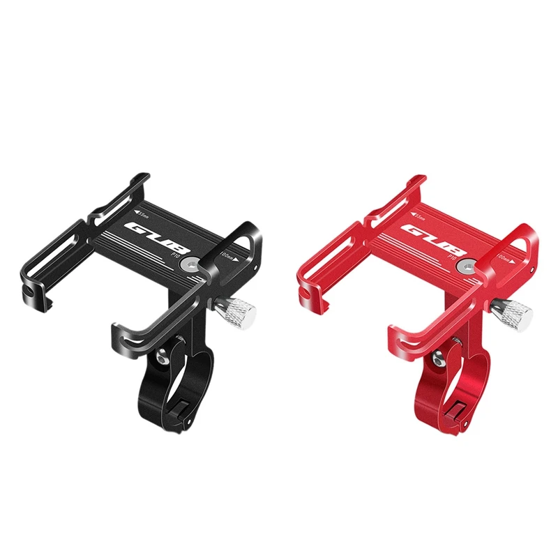 

2 Pcs GUB Aluminum Alloy Bike Phone Holder Motorcycle Handlebar Mount Handle Phone Support For 3.5-6.2 Inch Smartphone, Black &