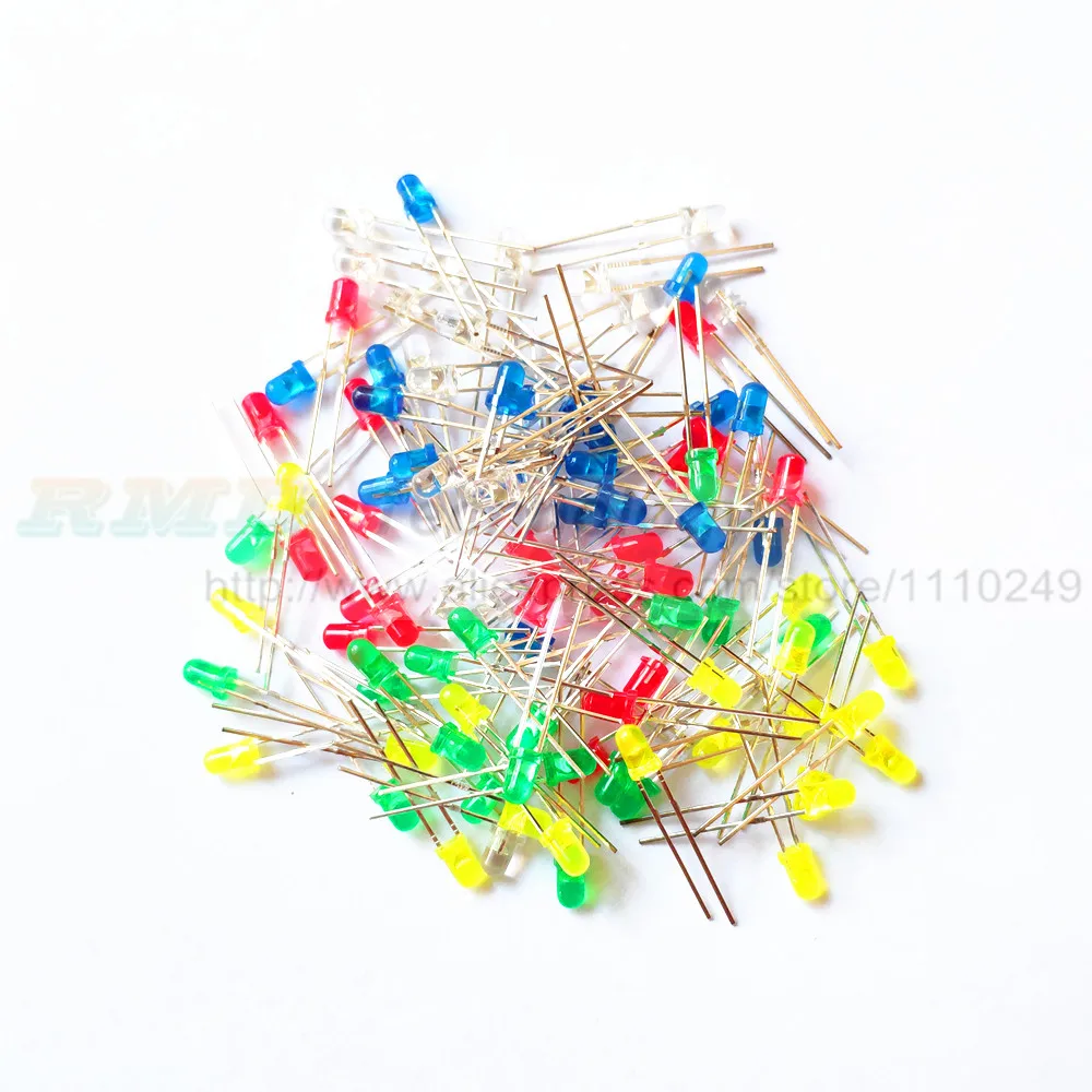 100 шт. F3 3 мм светодиодный Диод красный синий зеленый желтый белый светящийся