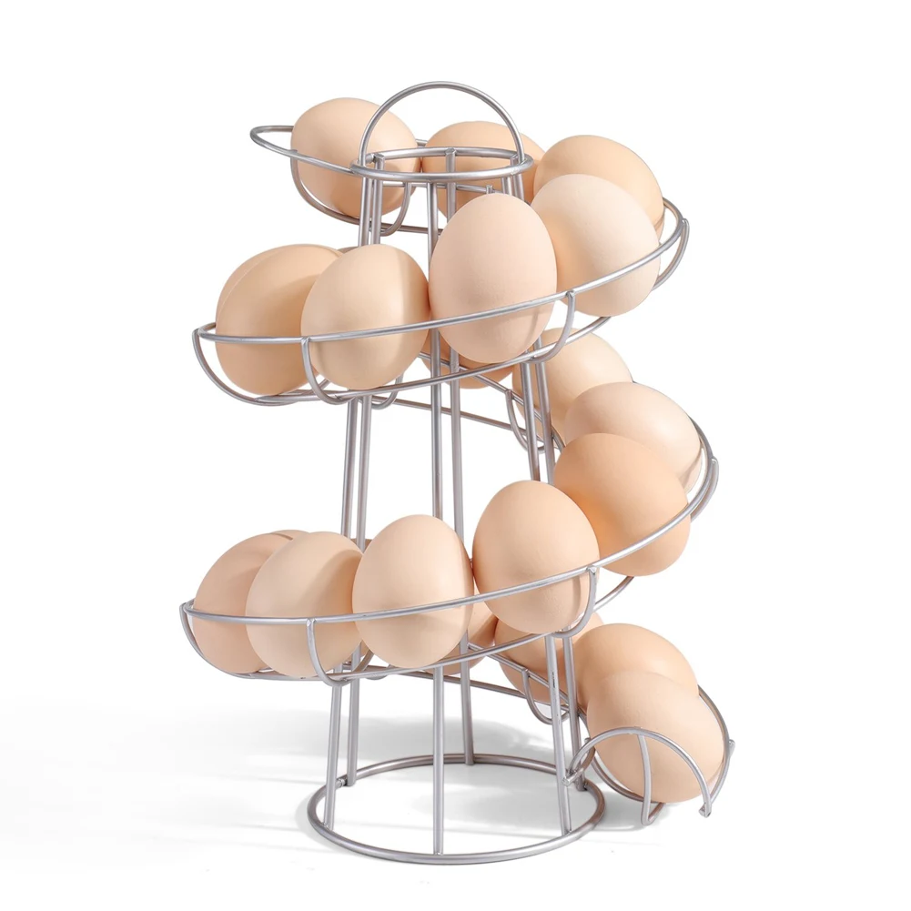 

Egg Holder Stand Modern Spiraling Dispenser Storage Rack Save Space for Kitchen L9