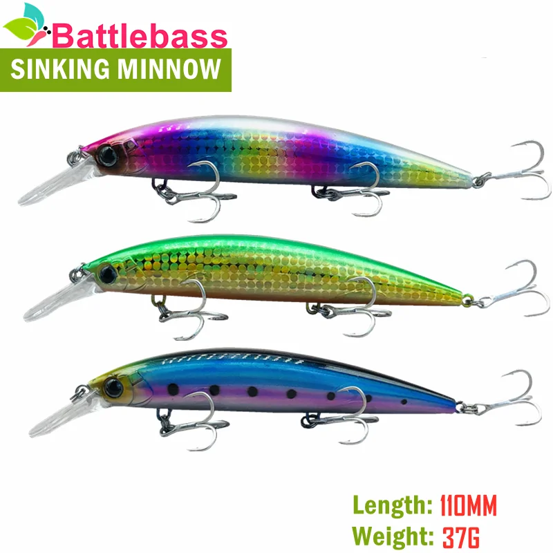 

BATTLEBASS 3 шт./компл. 2021 Новый погружающийся в мелкую жесткую приманку в виде гольяна 110 мм 37 г искусственный свимбейт