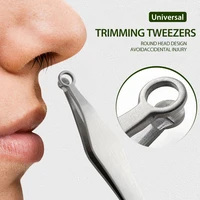 potable nasal hair trimmer stainless steel mini nose hair trimming tweezers hair removal scissors facial hair trimmer clipper