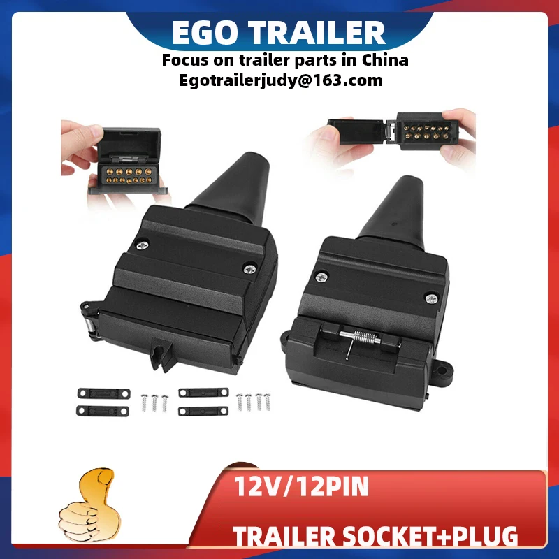 

12 Pin Flat Trailer Socket Plug Set Connector Male & Female Caravan Camper 4WD
