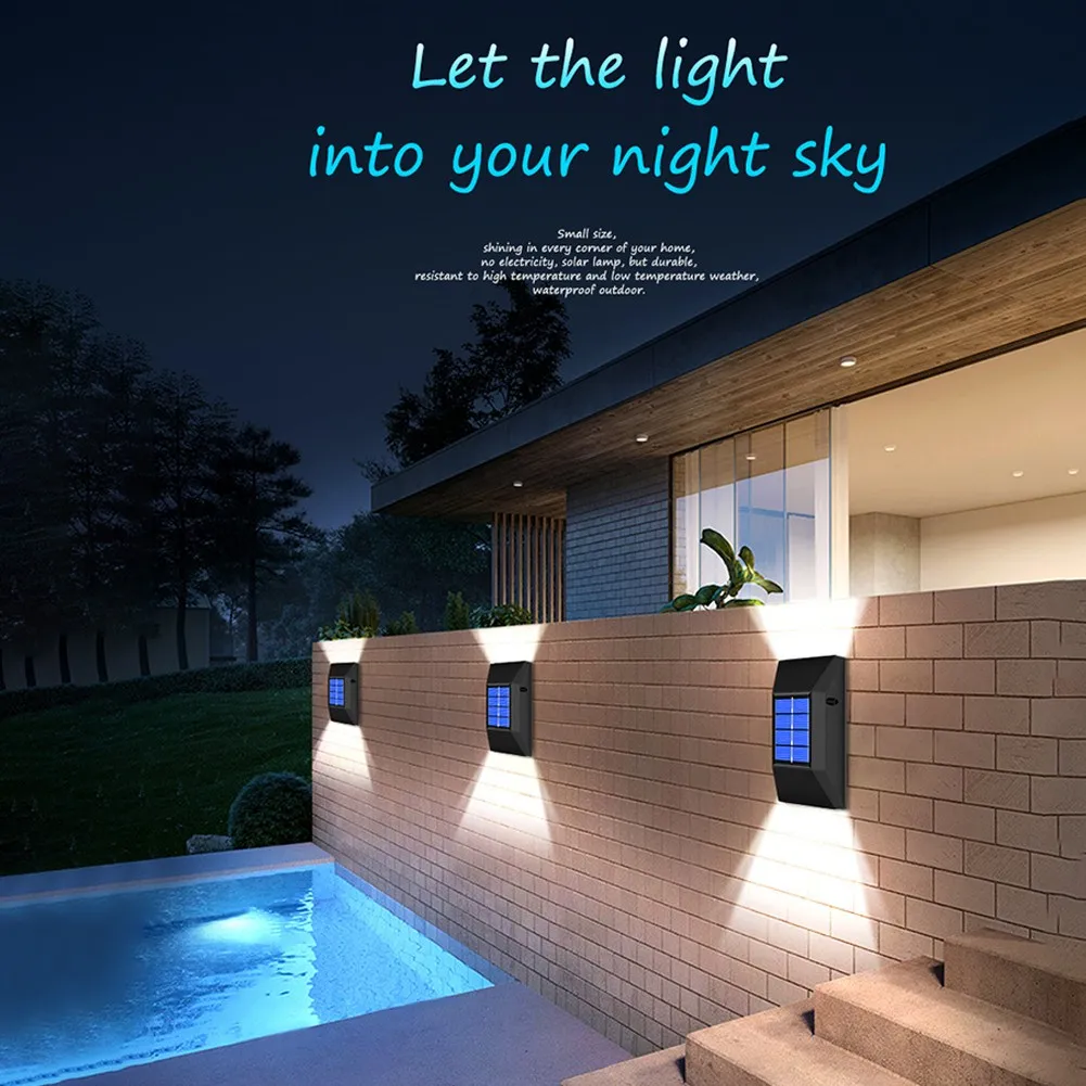 

2 Pcs Solar Wall Lamp Outdoor Wall Light Waterproof Upper Lighting Luminous Outdoor Garden Decoration Wall Lamps