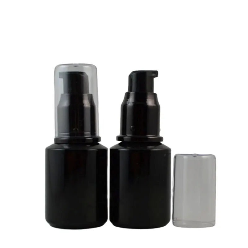 Hot Sale Emulsion Press Pump Bottle Refillable Skin Care Tool Portable Travel Bottle Black Spray Lotion Container 30ml 20pcs/lot