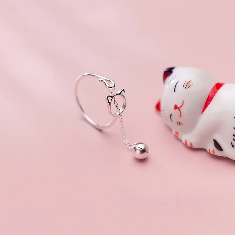 Кольца XIYANIKE серебряного цвета с милым колокольчиком и кошкой для женщин