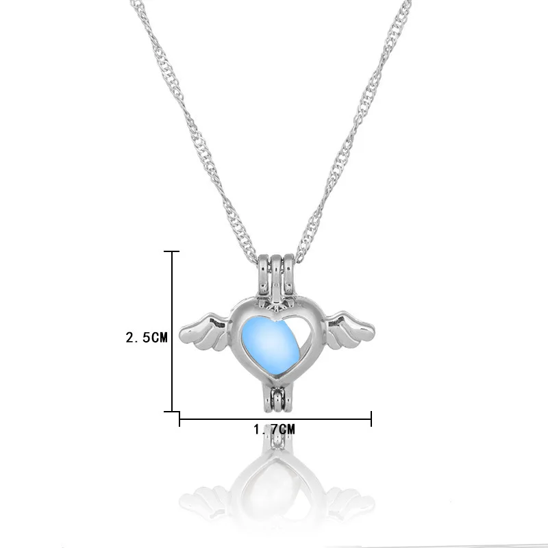 

New Arrival Angel Pendant Glowing In The Dark Pendant Necklace Clavicle Chain Silver Plated Necklace Jewelry for Women Gift