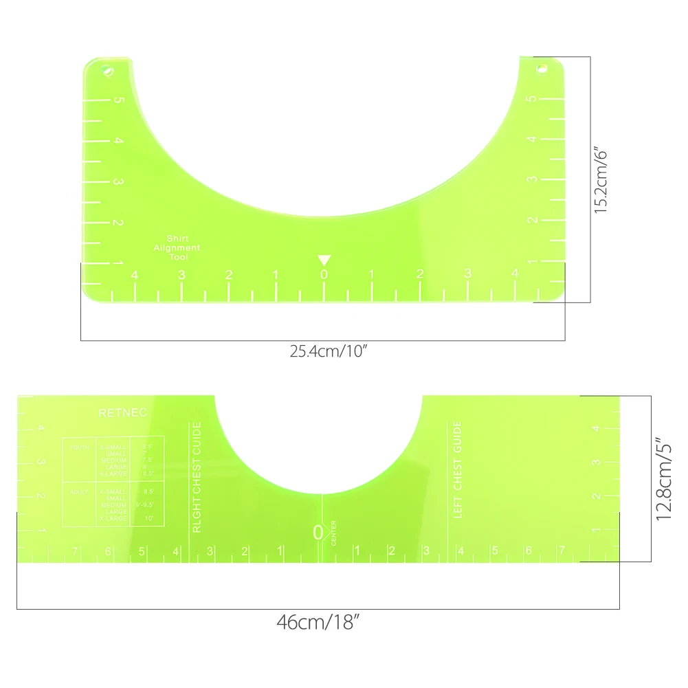 

2PCS Multifunctional Tailor Accessories Measuring Ruler T-Shirt Alignment Ruler Guide Fabric DIY Chart Sewing Ruler Tool