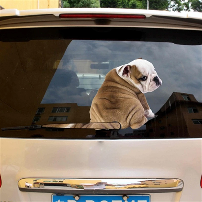 

Funny Dog Bulldog Unique Reflective Car Stickers Decals Waterproof Animal Cartoon Dog Car Motorcycle Decals Bulldog Pattern