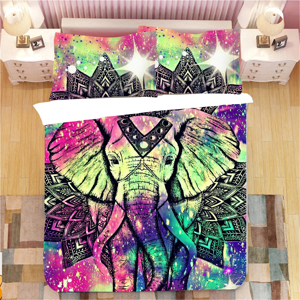 С рисунками животных Рисунком Слона Постельное белье Love You To покрывало