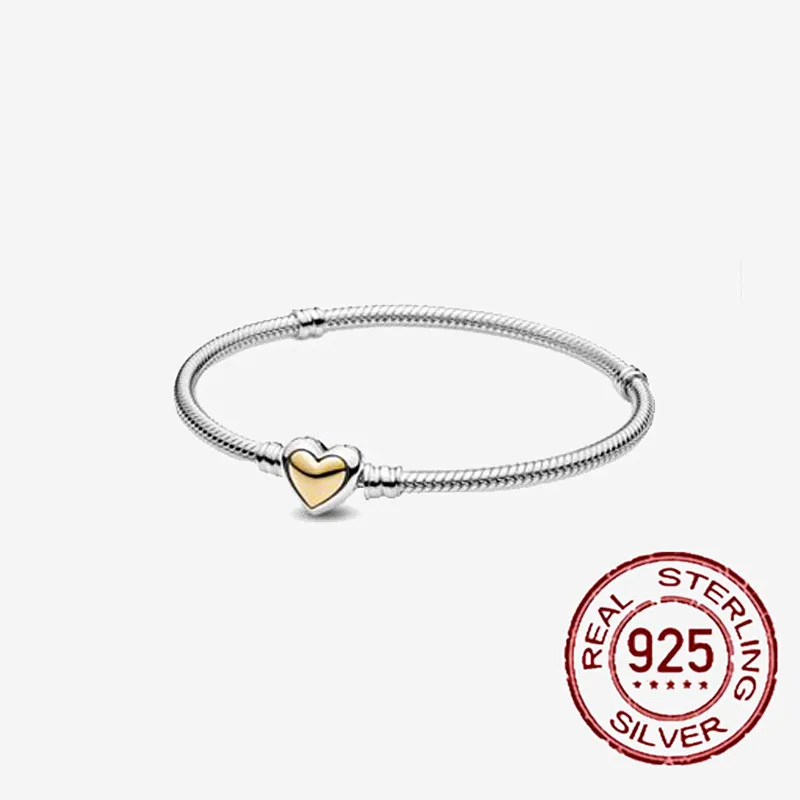 

Женский браслет из серебра 925 пробы, с застежкой в виде сердца, 19 см