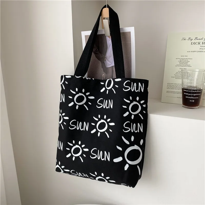 

Вместительная Студенческая сумка-тоут с литературным принтом, Повседневная сумка через плечо