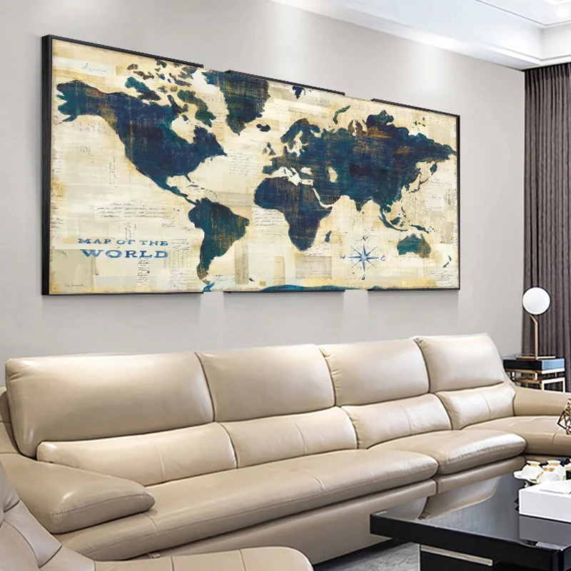 

Modern World Map Decorative Wall Art Picture Posters and Prints Canvas Painting Cuadros Study Office Room Decoration Home Decor