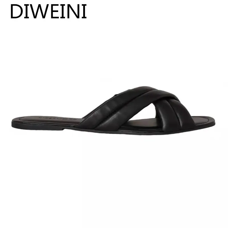 

2021 New Summer Women's Slippers Comfortable Low-heeled Outdoor Open-toed Beach Shoes Casual Lazy Flat Slippers for Woman