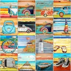 Набор для алмазной живописи 5D, полноразмерная и круглая картина с мультяшным рисунком автомобиля, автобуса, велосипеда, пейзажа, маяков, вышивка крестиком