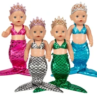 baby new born doll clothes swimsuit red blue green mermaid dress set 18 inch doll clothes accessories for baby birthday gift