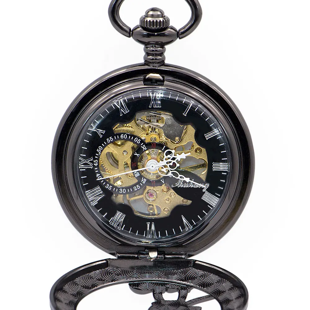 5 шт./лот Ретро мышь полый черный циферблат механические карманные часы Подвеска