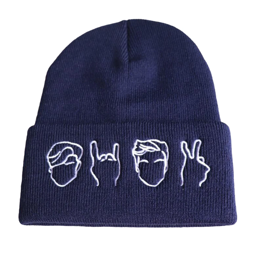 Экспрессия жестов вышивка для женщин и мужчин шапочки модные лыжные Skullies теплые