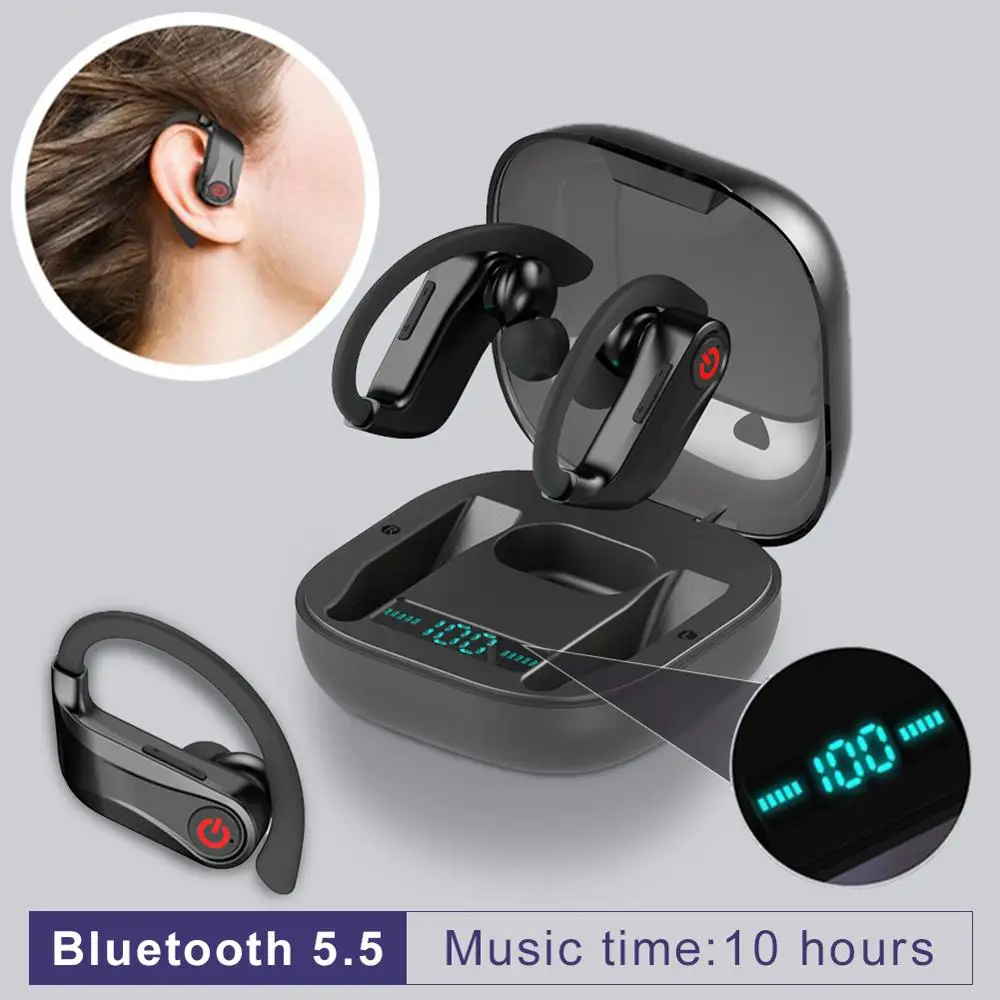 Мощность TWS беспроводные наушники Bluetooth 5 0 стерео спортивные 950 мАч чехол