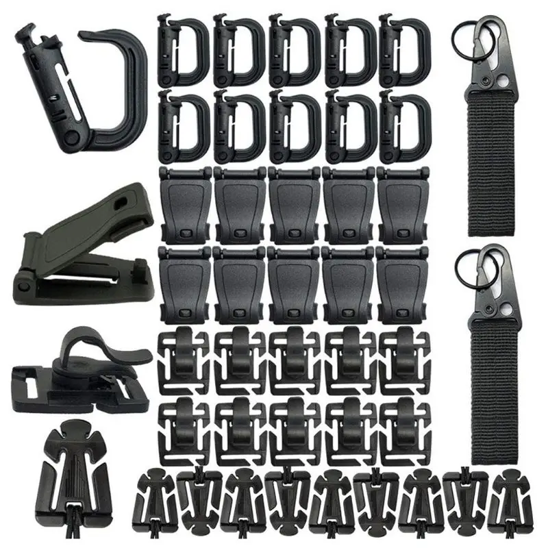 

42Pcs Nylon Straps with Quick Release Buckle Tacticals Molle Clips Utility Strap W0YA