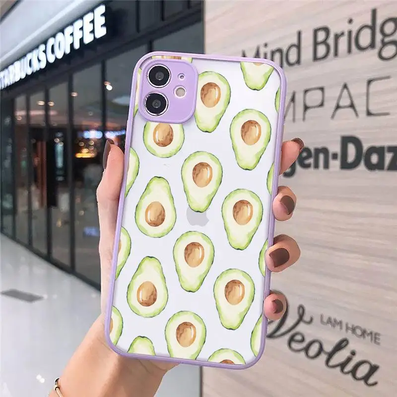 

Cute cartoon fruit avocado Phone Cases matte transparent For iphone 7 8 11 12 plus mini x xs xr pro max cover