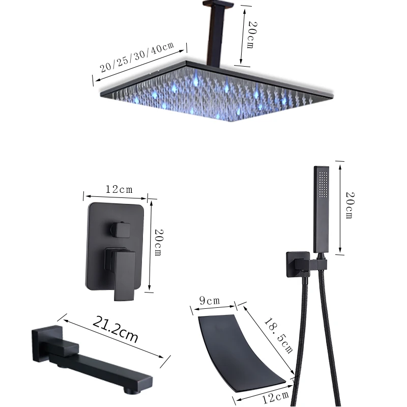 Смеситель для душа Ceil светодиодный кран с носиком Водопад набор горячей и