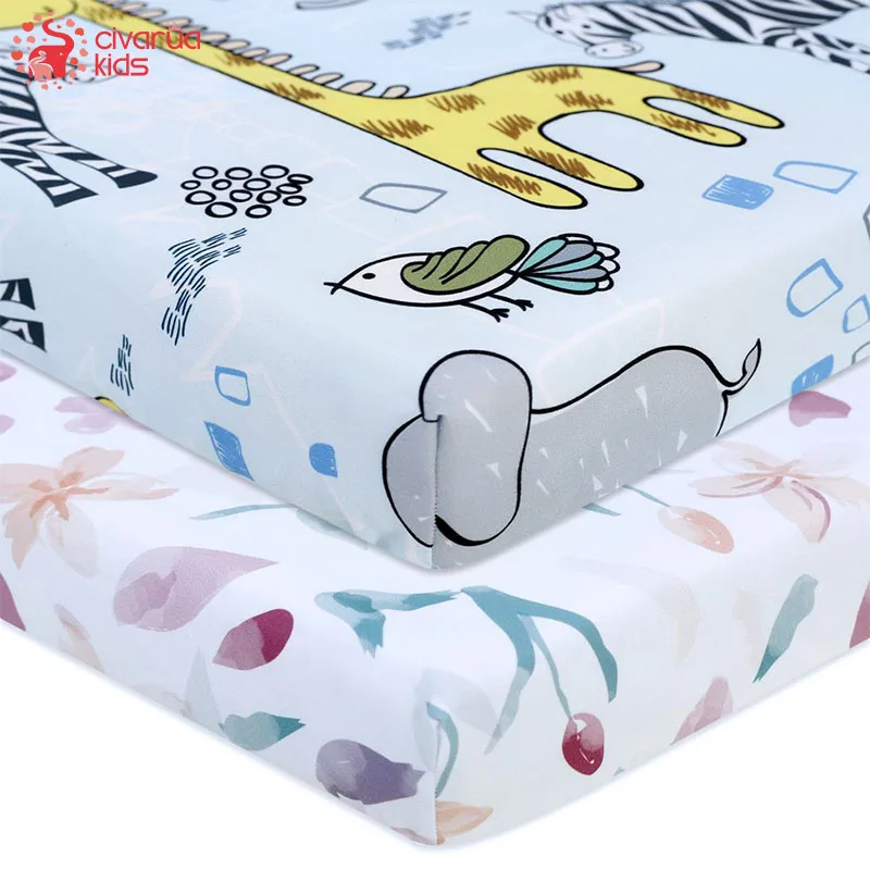 

Newborn Baby Fitted Crib Sheets130*70 cm Cartoon Print Bed Sheet Baby Bed Mattress Covers for Unisex Baby Boys Girls