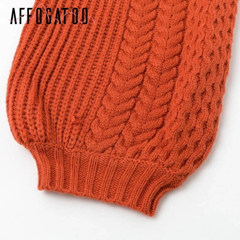 Afogatoo Повседневный уличная водолазка женский свитер с пышными рукавами короткий