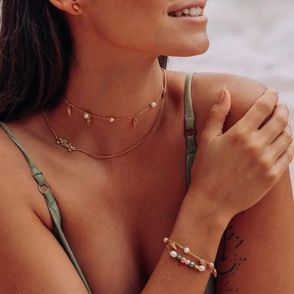 

Mavis Hare Hawaii Jewelry 316L Stainless Steel Aloha Vibes Necklace Personalized Customized DIY Necklace as Fashion Lady Gift