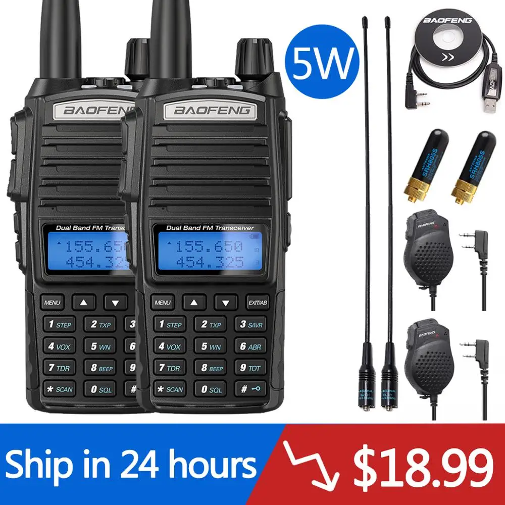 

2 шт Baofeng UV-82 5 Вт иди и болтай Walkie Talkie радио UV82 двойной PTT двухстороннее радио двухдиапазонный УКВ радио 10 км Baofeng UV-5R UV-9R радио