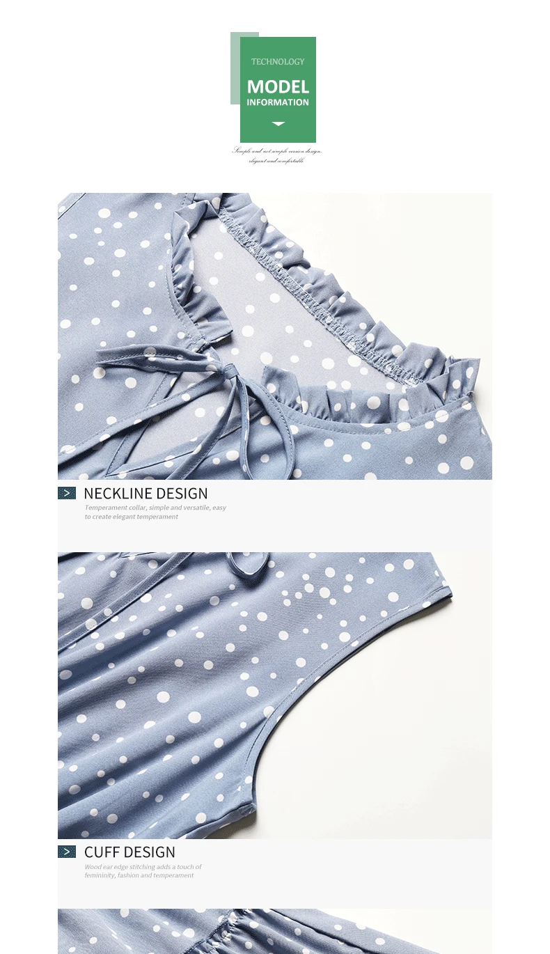 

Summer Polka Dot Print Round Neck Lace Up Ruffles Dress Women A-line High Waist Sundress Sexy Summer Outfit Vestidos