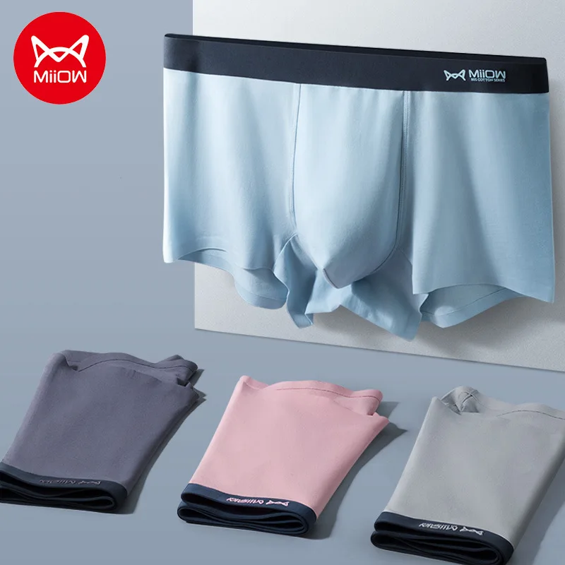 Miiow3PCS underwear men's cotton boxer shorts non-marking antibacterial shorts