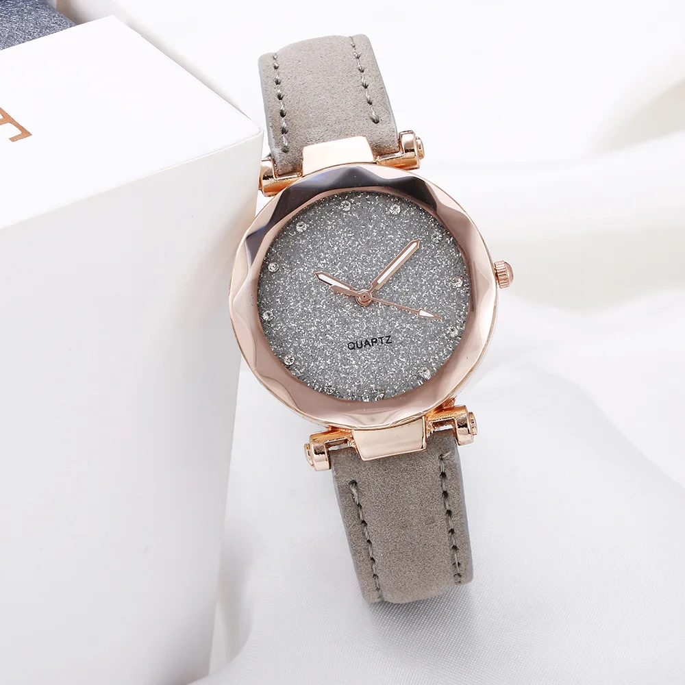 Casual Women Romantic Starry Sky Watch Leather Strap Rhinestone Ladies Clocks Simple Montre Femme Wrist watches orologio donna | Наручные