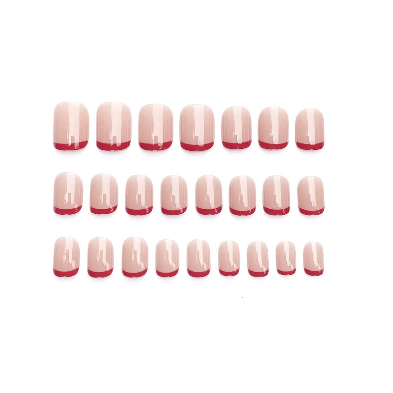 

New Style Charm Temperament Red Edge French Simple Wearable Nails Finished Fake Nails DIY Artificial Nail Tools