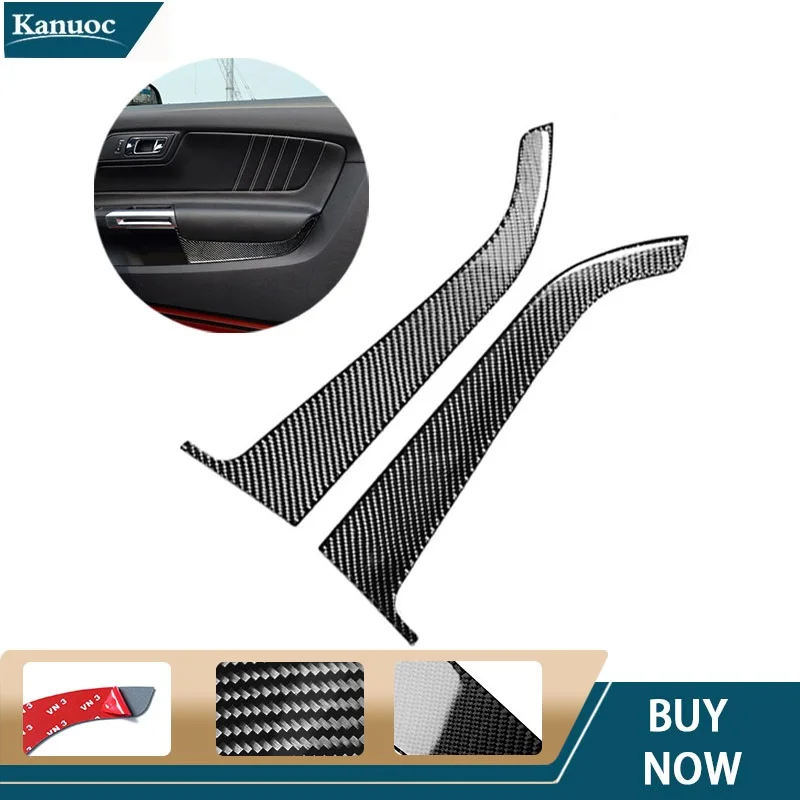 

2Pcs Carbon Fiber Front Door Panel Decor Trim Cover For Ford Mustang 2015-2019 Car Accessories Interior Styling Decoration