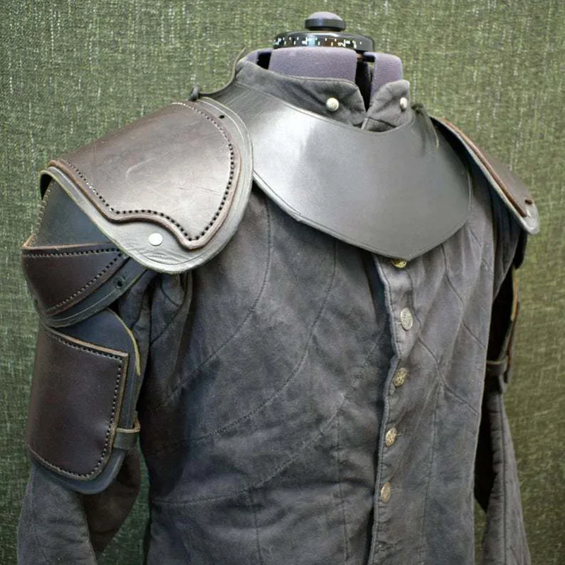 

Men Medieval Steampunk Shoulder Armor PU Leather Body Chest Harness Belt Cosplay Costume Accessory Vintage Gothic Warrior Knight