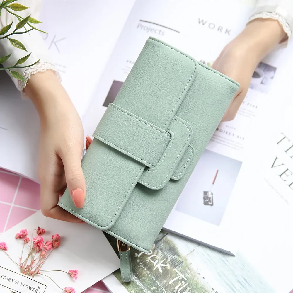 Женский Длинный модный многофункциональный кошелек с пряжкой Дамский кармашком