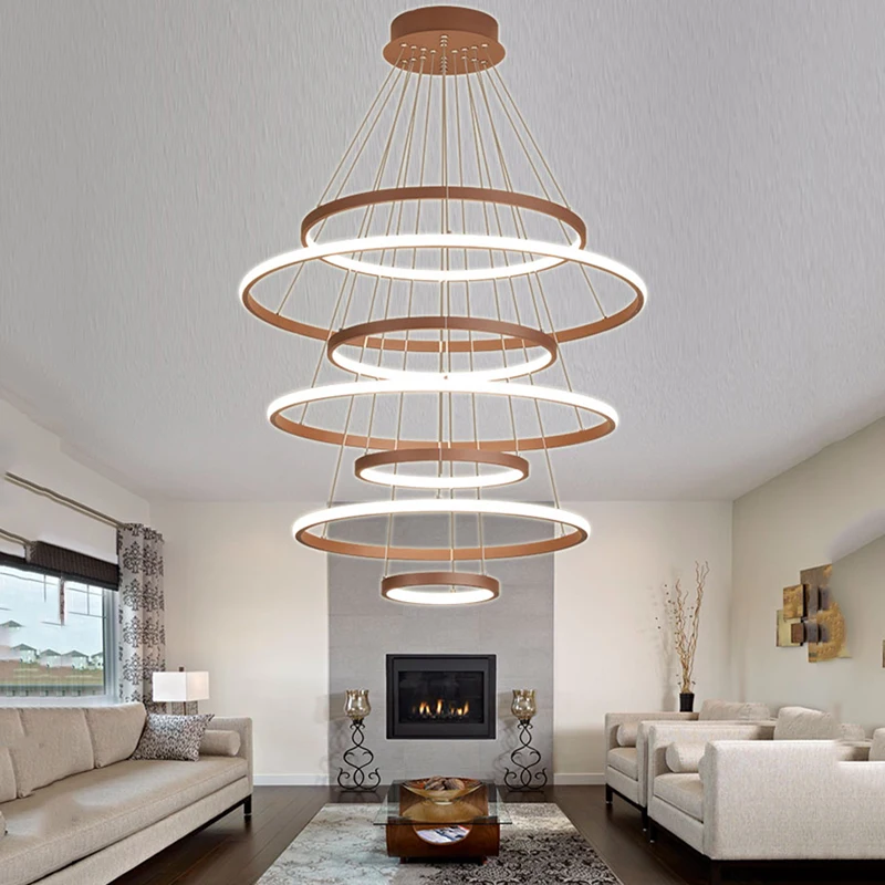 

New Design Chandelier Multiple Colors Circle Rings Bedroom Living Dining Room Foyer Bar Indoor LED Decoration Plafond Pendant