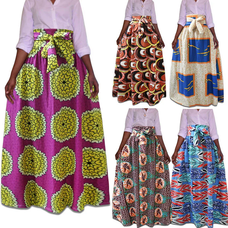 Женская юбка макси в африканском стиле Dashiki Kente Kanga большого размера с эластичным