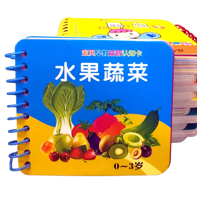 12Pcs/Book Set Vegetables FruitChinese Learning Word Card Learning Card Early Childhood Education Children Game Word Pocket Card
