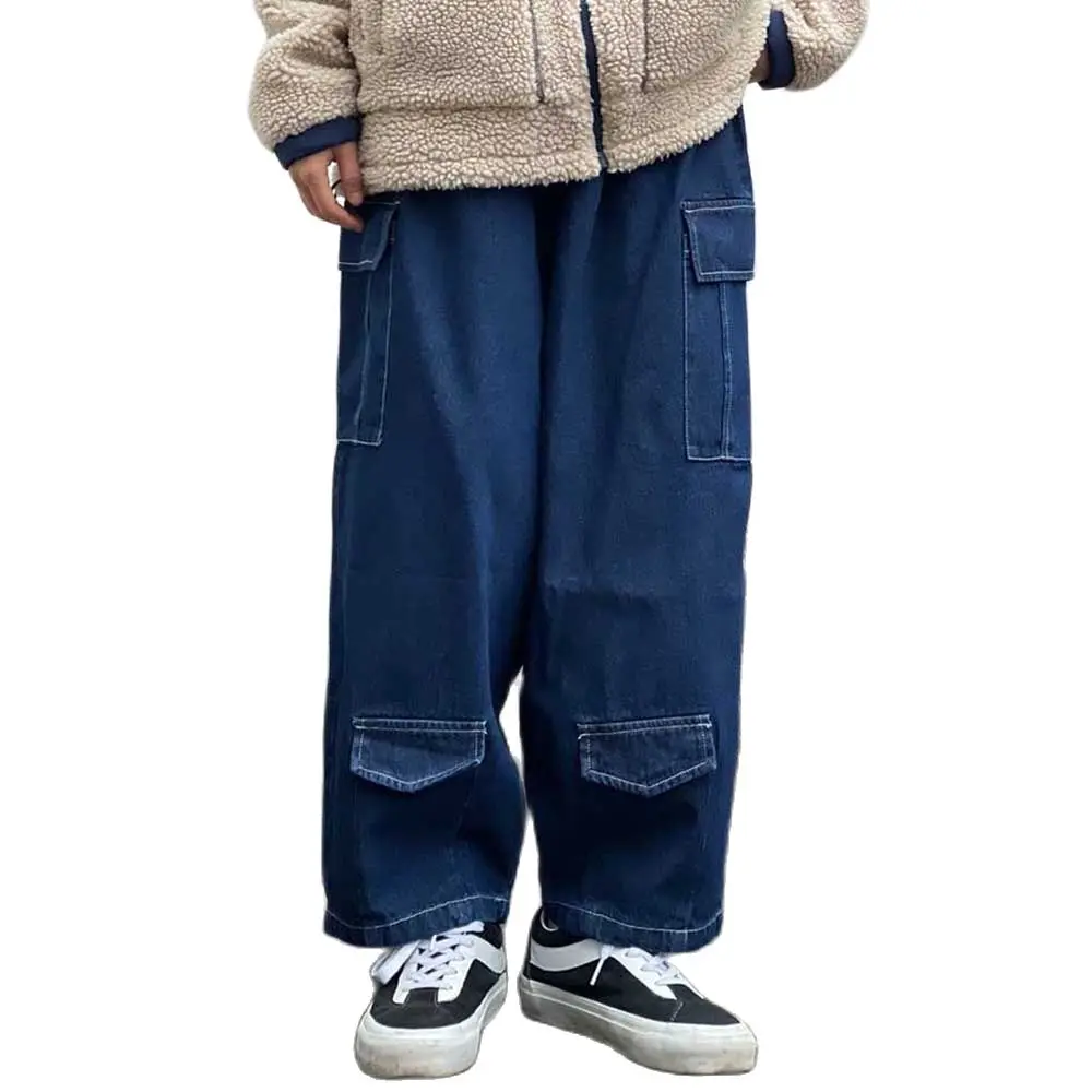 New Fashion Cargo Jeans Men and Women Casual Denim Pants Hiphop Harem Trousers Straigth Loose Baggy Streetwear Jeans Clothing