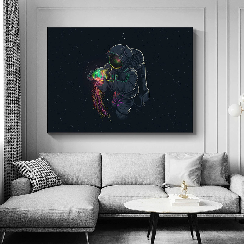 

Black and White Astronaut Moon Space Wall Art Canvas Painting Modern Poster and Prints Wall Pictures for Home Kids Room Decor