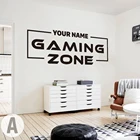 Пользовательское имя, игровая зона, наклейка на стену, персонализированная видео игра, геймер, Xbox Ps, наклейка на стену, игровая, детская комната, виниловый Декор для дома