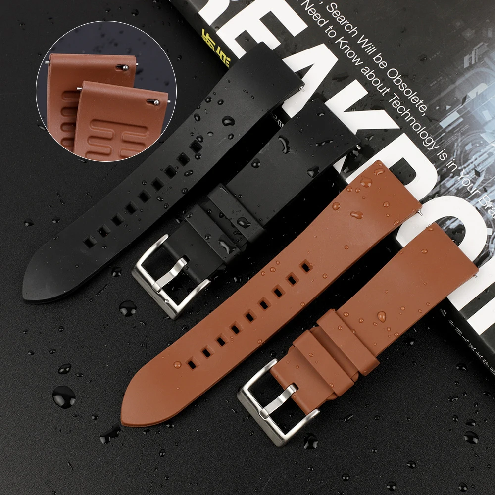 New Fluorine Rubber Watch Band 18mm 20mm 22mm 24mm Bracelet Quick Release Bar for Diving Sport Watch Strap Replacment